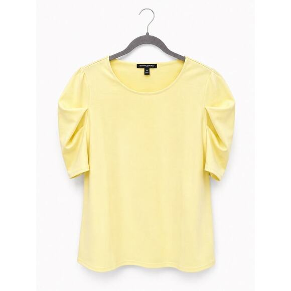 Banana Republic Tops - Banana Republic Yellow Puff Sleeve Blouse Women’s Medium Stretch Career Top
